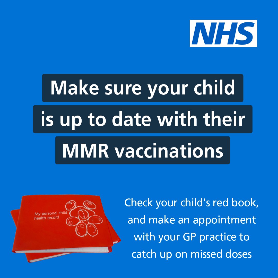 Graphic which includes a picture of the children's vaccination red book and encourages parents to ensure their children are up to date with vaccinations